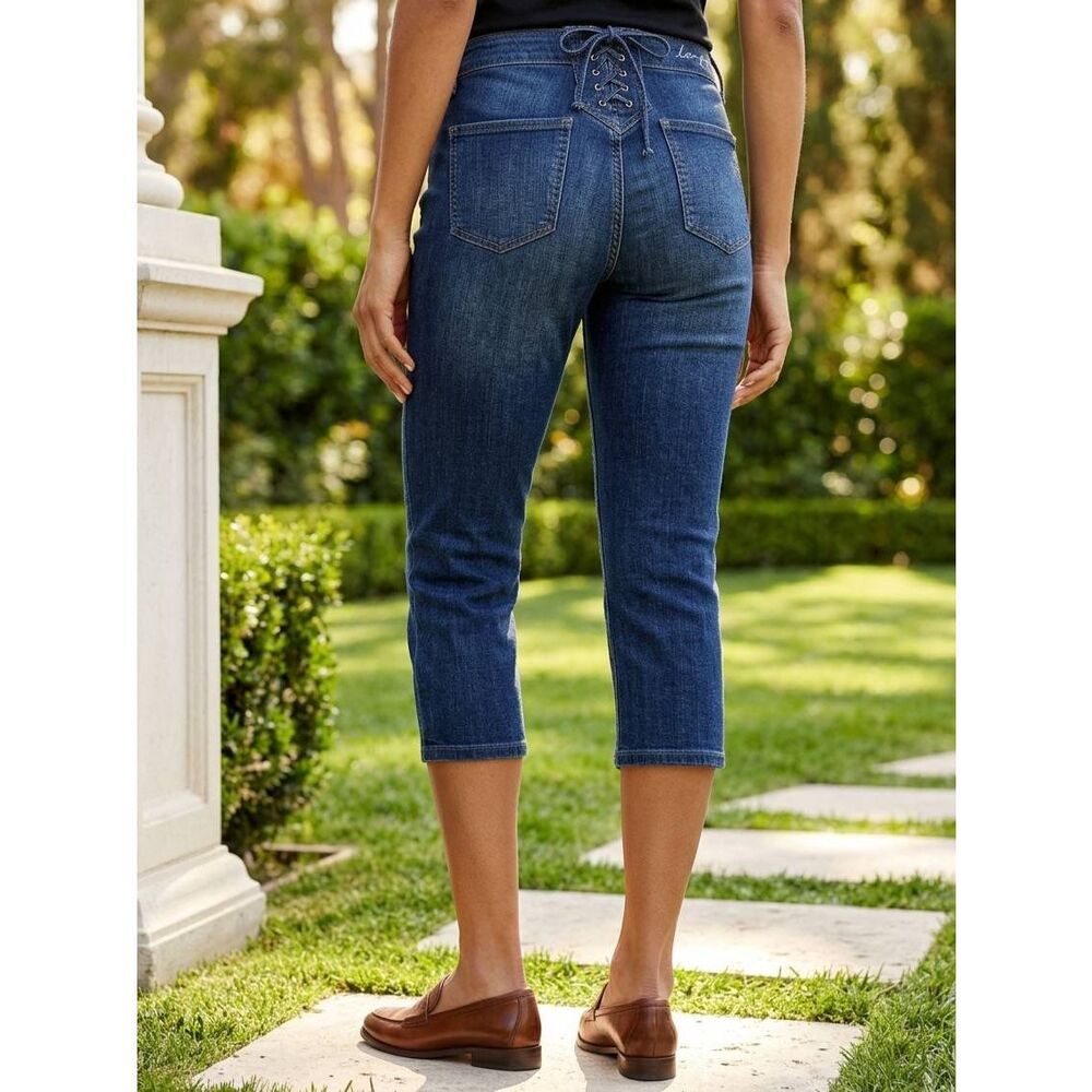 🔺️Vintage Baby Phat Blue Denim Laced Back Capri Jeans Size 13
